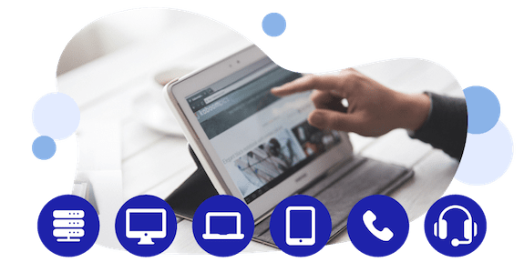 immagine con icone servizi MasterVoice, sfondo tablet