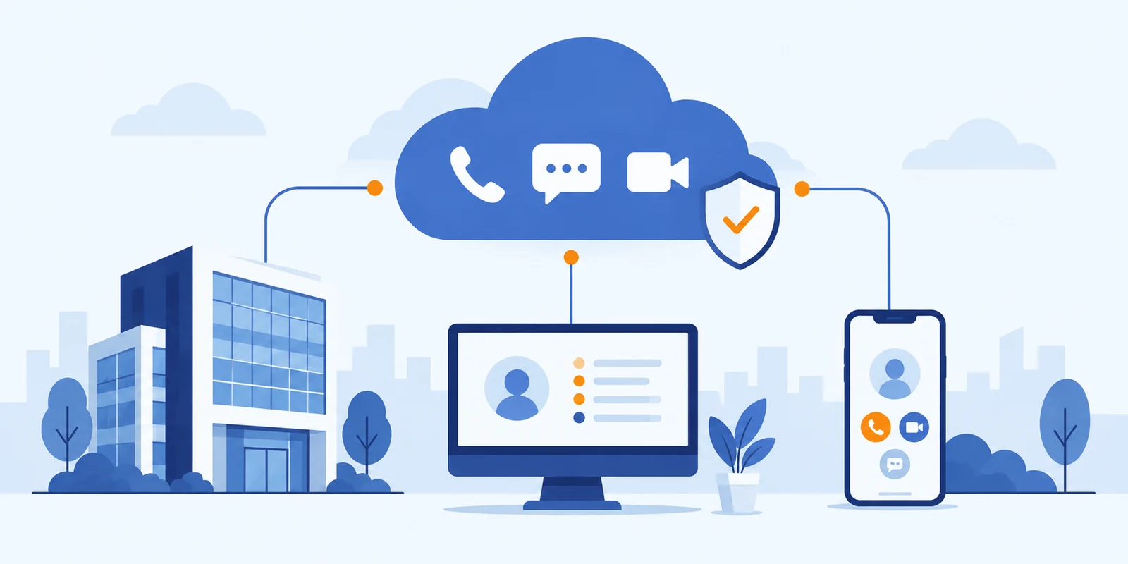 Illustration flat design : communications cloud
