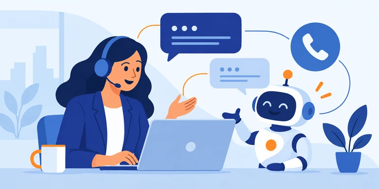 Illustrazione flat: assistenza clienti e assistente virtuale