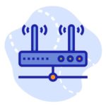 Icona di router internet con due antenne di trasmissione