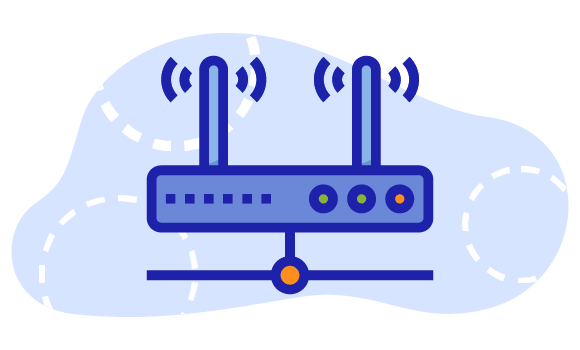 Icona di router internet con due antenne di trasmissione