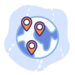 Icona con un mondo e dei pin sopra