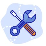 icona grafica con chiave meccanico e cacciavite