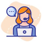 icona di donna con microfono head set tipica di un call center