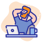 Illustrazione di un uomo in relax davanti ad un computer portatile