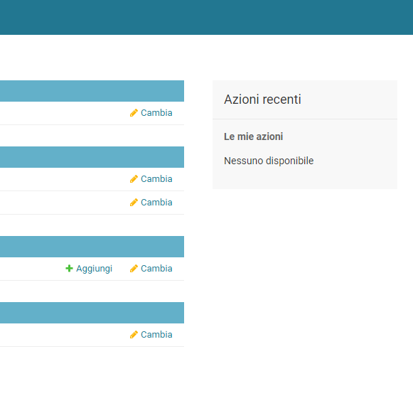 Schermata con funzioni amministrazione sito